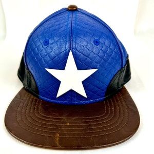 Marvel Avengers captain America leather snapback hat one size